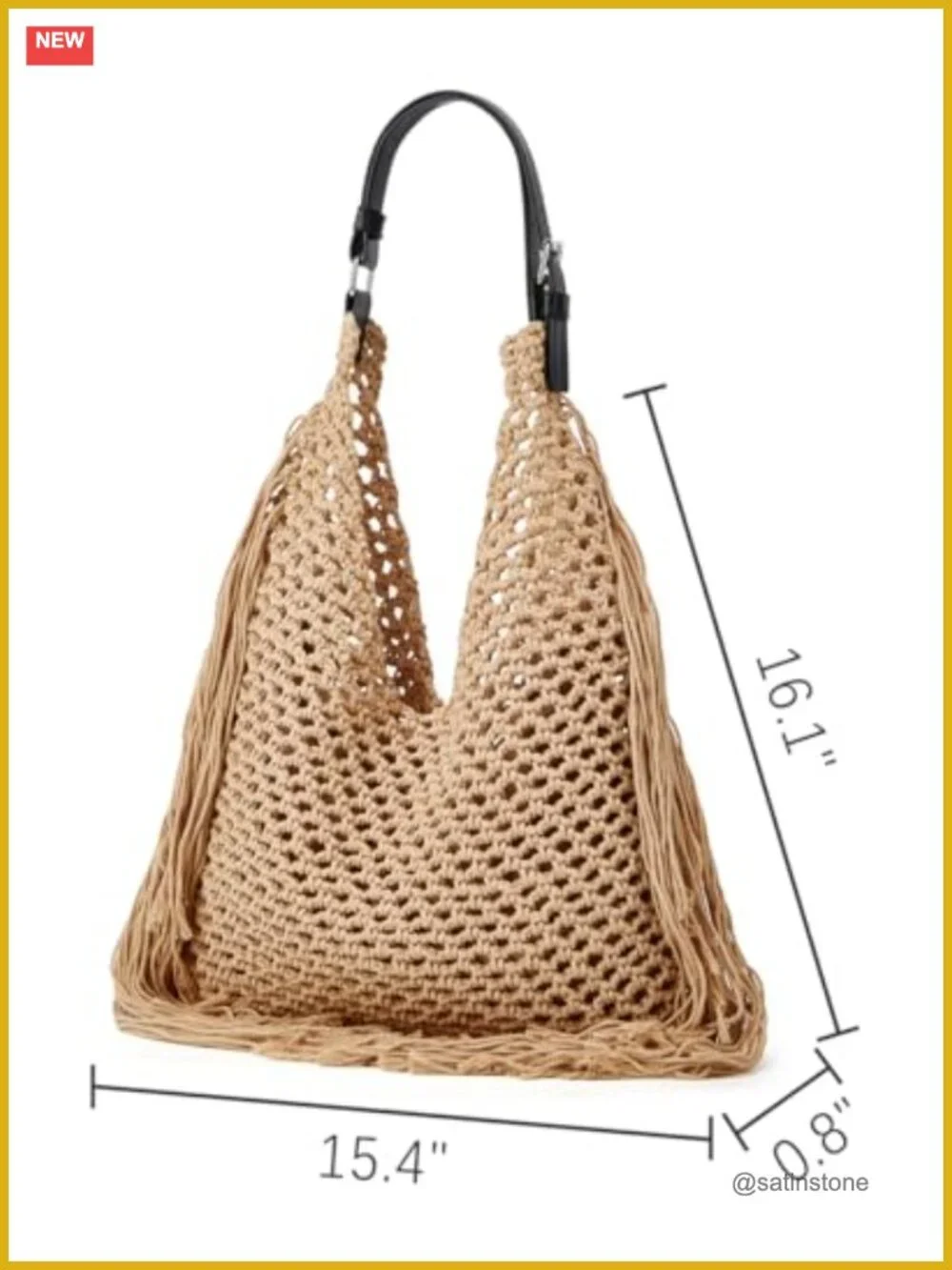 Crochet Fringe Hollow Woven Hobo Shoulder Bag Tote